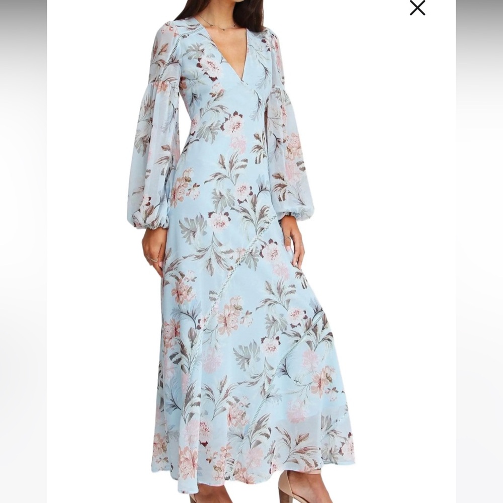 Belle & Blossom Floral Maxi Dress with Long Sleeves